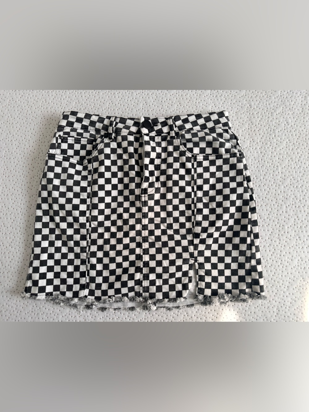 No Boundaries Black & White Checkered Mini Skirt